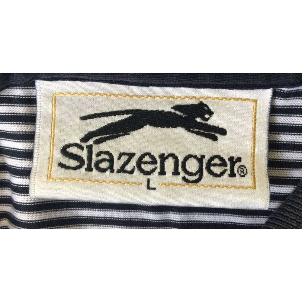 Vintage SLAZENGER Mens Size Large Blue Striped Po… - image 3