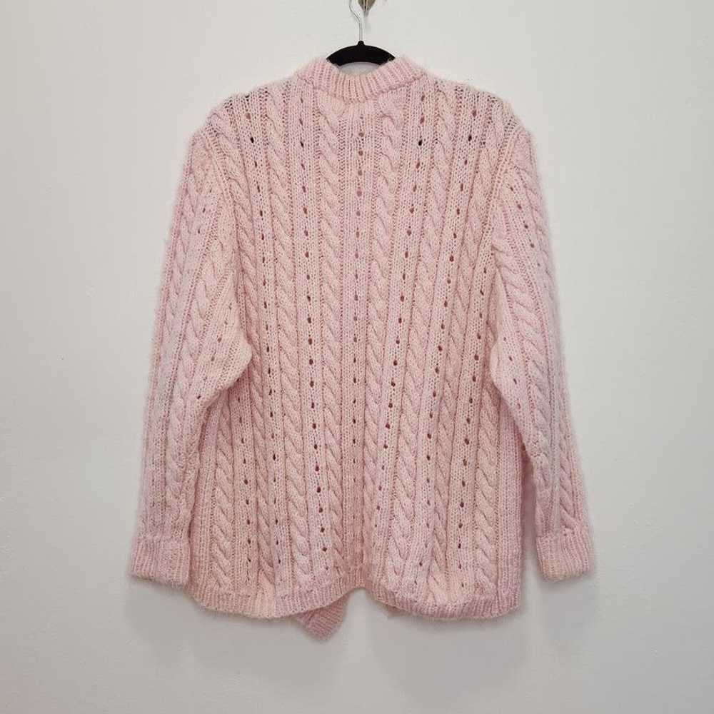 Vintage Handmade Grandma Cardigan Sweater Pink Ca… - image 4