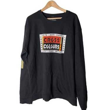 Cross Colours Black Long Sleeve Crewneck Sweatshi… - image 1