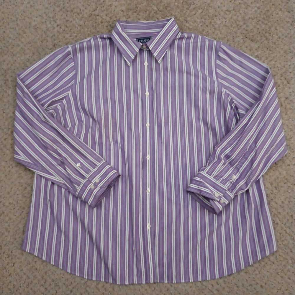 Chaps Chaps Shirt Womens 2X Purple Striped Long S… - image 1