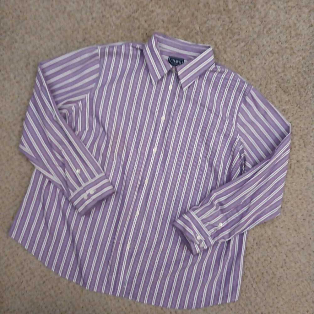 Chaps Chaps Shirt Womens 2X Purple Striped Long S… - image 2