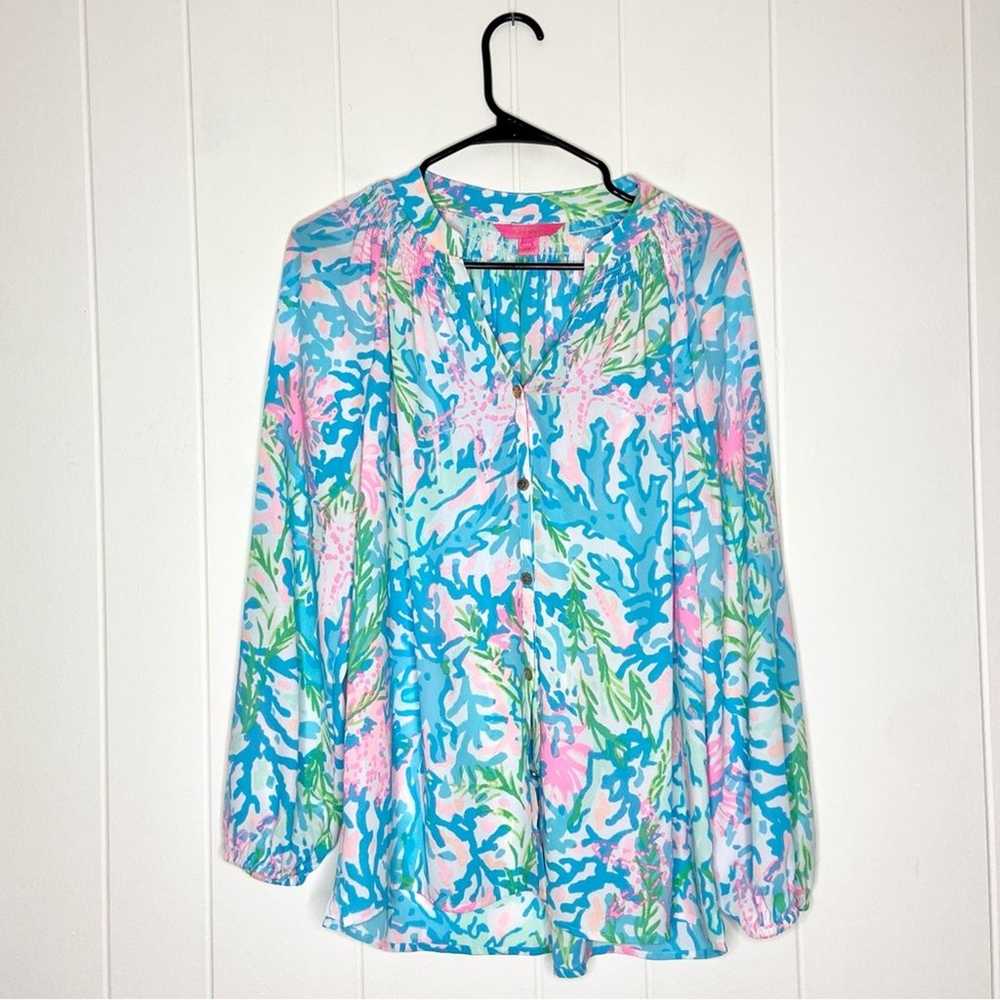 Lilly Pulitzer Elsa Top Button Down Multi Coral B… - image 4