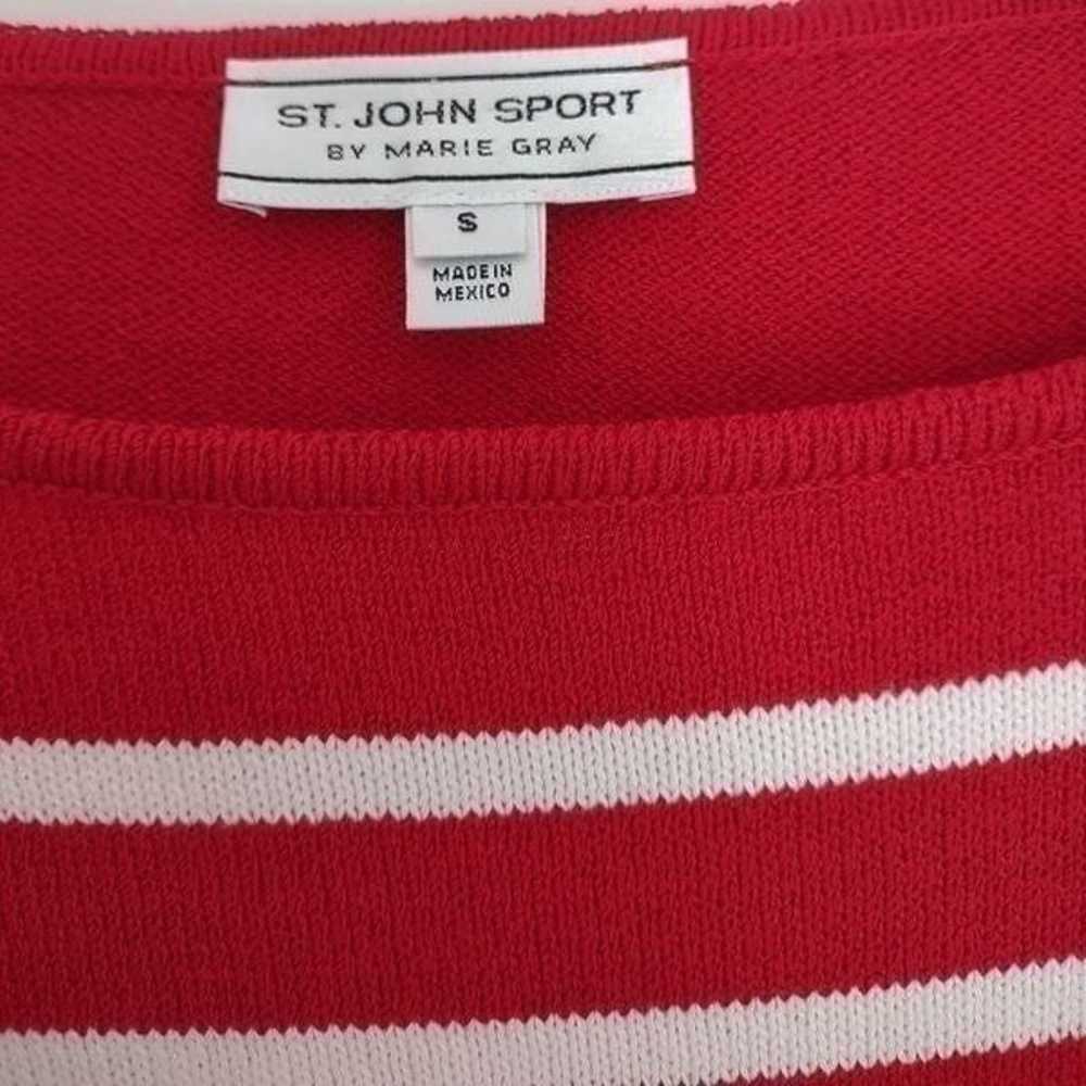 St. John Sport Red Ecru Black Sweater Cruise 3/4 … - image 4