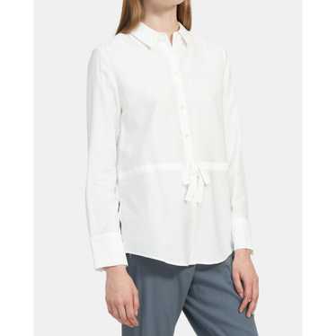 Theory Tied Button Down In Twill - White M - image 1
