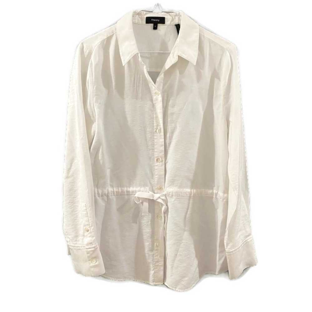 Theory Tied Button Down In Twill - White M - image 4