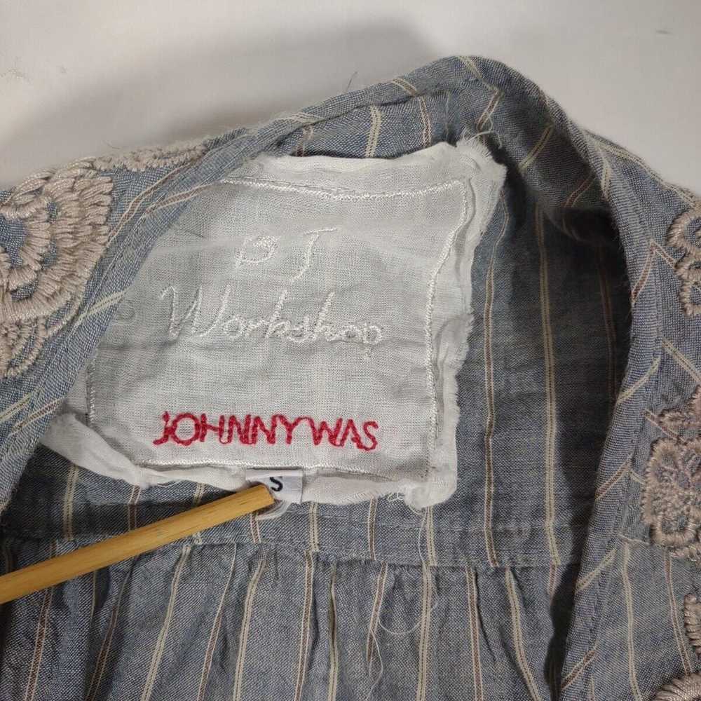 Johnny Was 3J Workshop Striped Blue Chambray Embr… - image 3