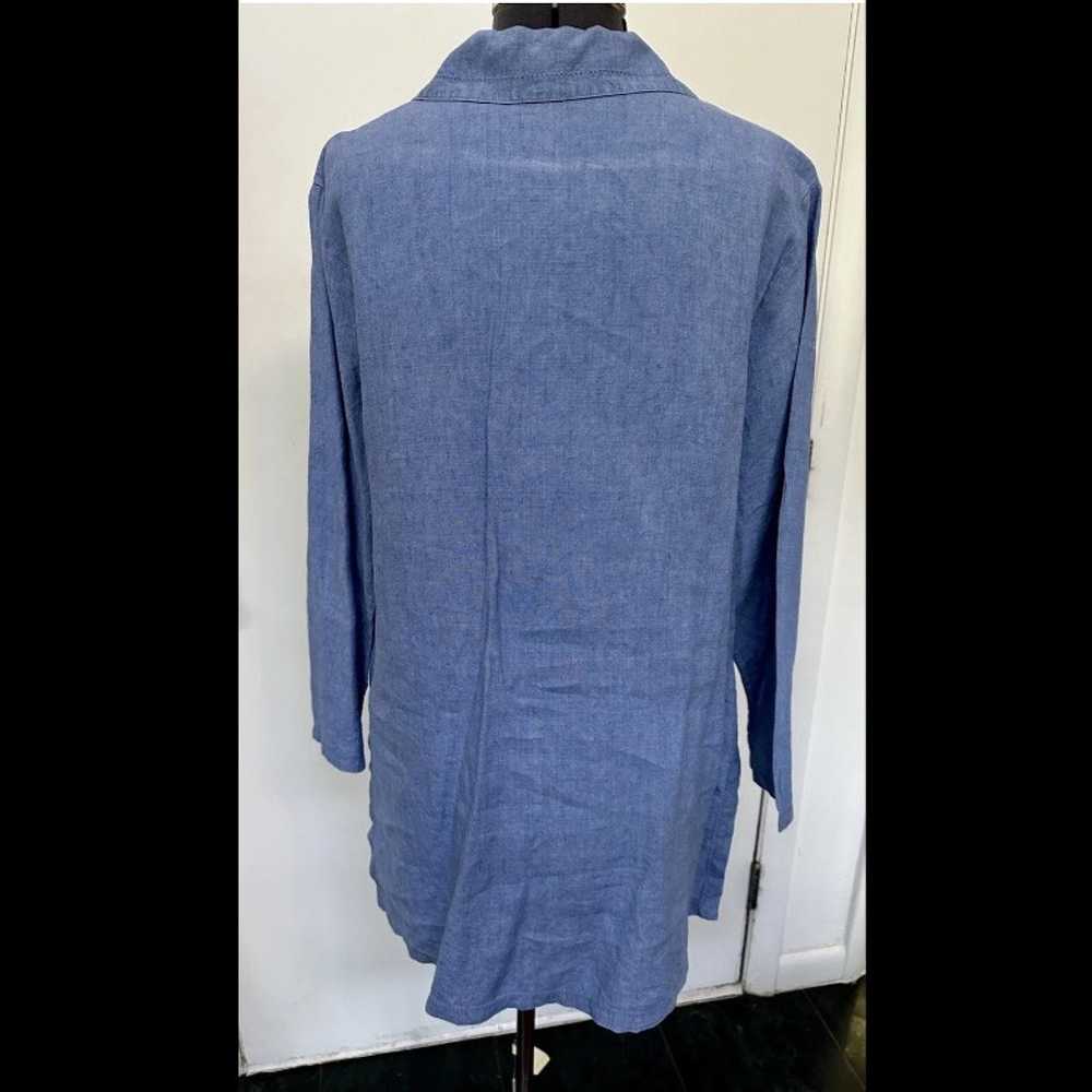 KATE HILL CASUAL LADIES BLUE LINEN TUNIC TOP CAPR… - image 5