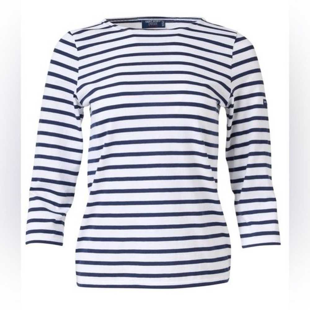 Saint James Navy Blue & White Striped Galathee Qu… - image 2