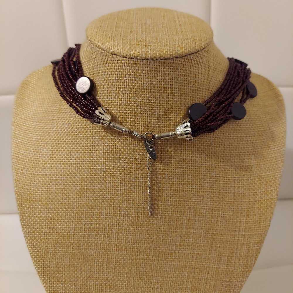 Vintage Vintage NY Brown and Black Beaded 16" Nec… - image 2