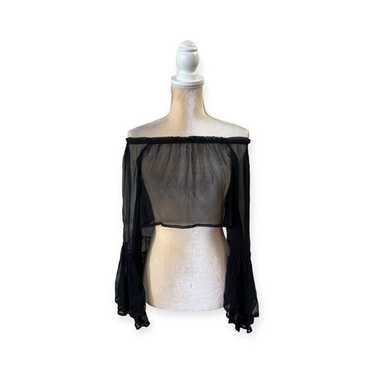 Indah Silk Off The Shoulder Top Size S Small Blac… - image 1