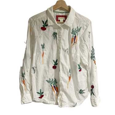 Anthropologie Maeve Embroidered Veggie Button Dow… - image 1