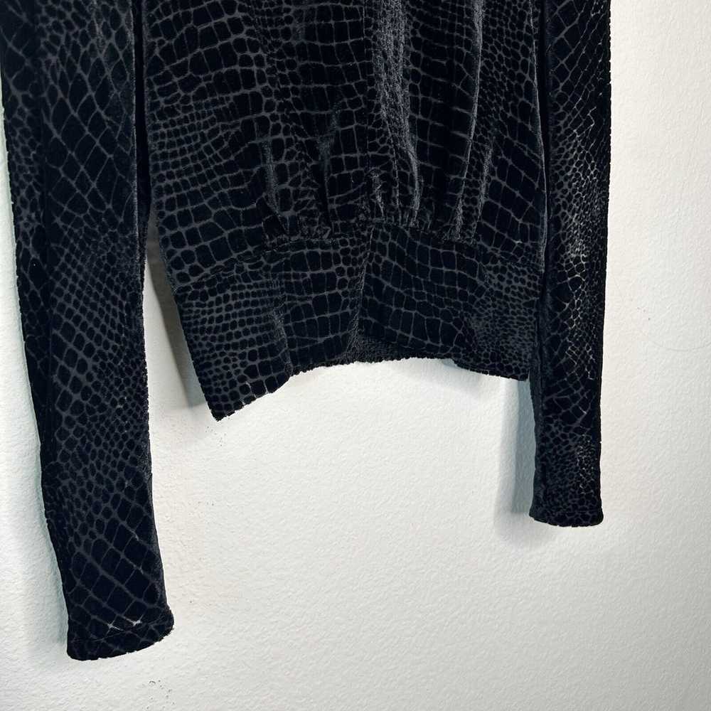 Frame Puff Sleeve Velvet Burnout Reptile Pattern … - image 4