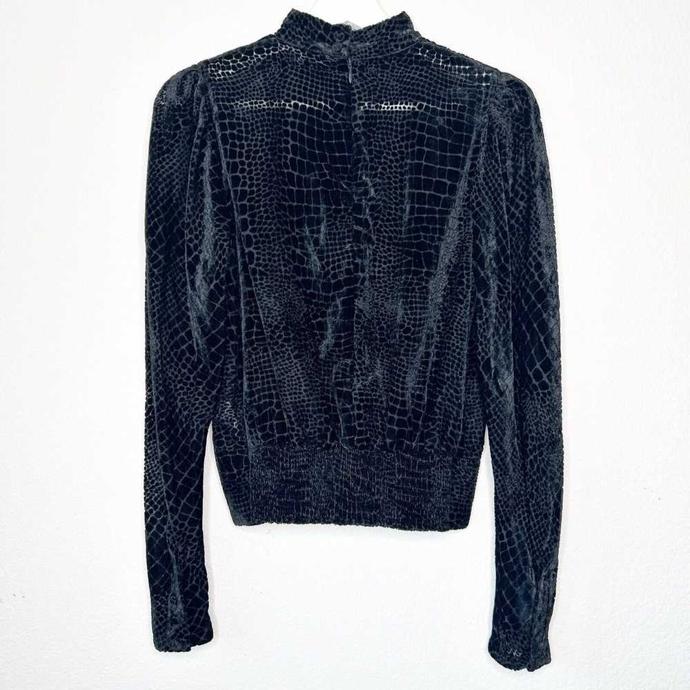 Frame Puff Sleeve Velvet Burnout Reptile Pattern … - image 6