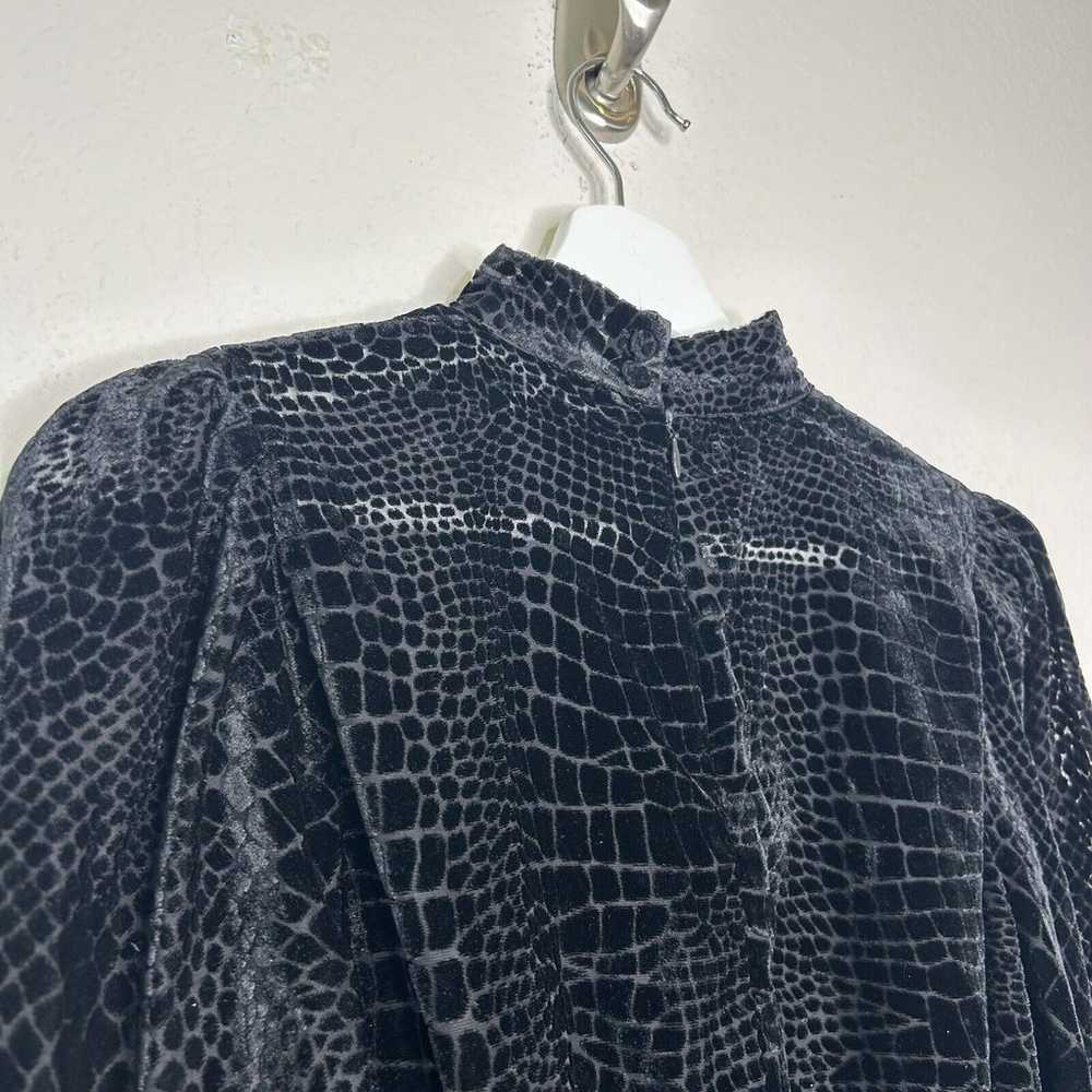 Frame Puff Sleeve Velvet Burnout Reptile Pattern … - image 7