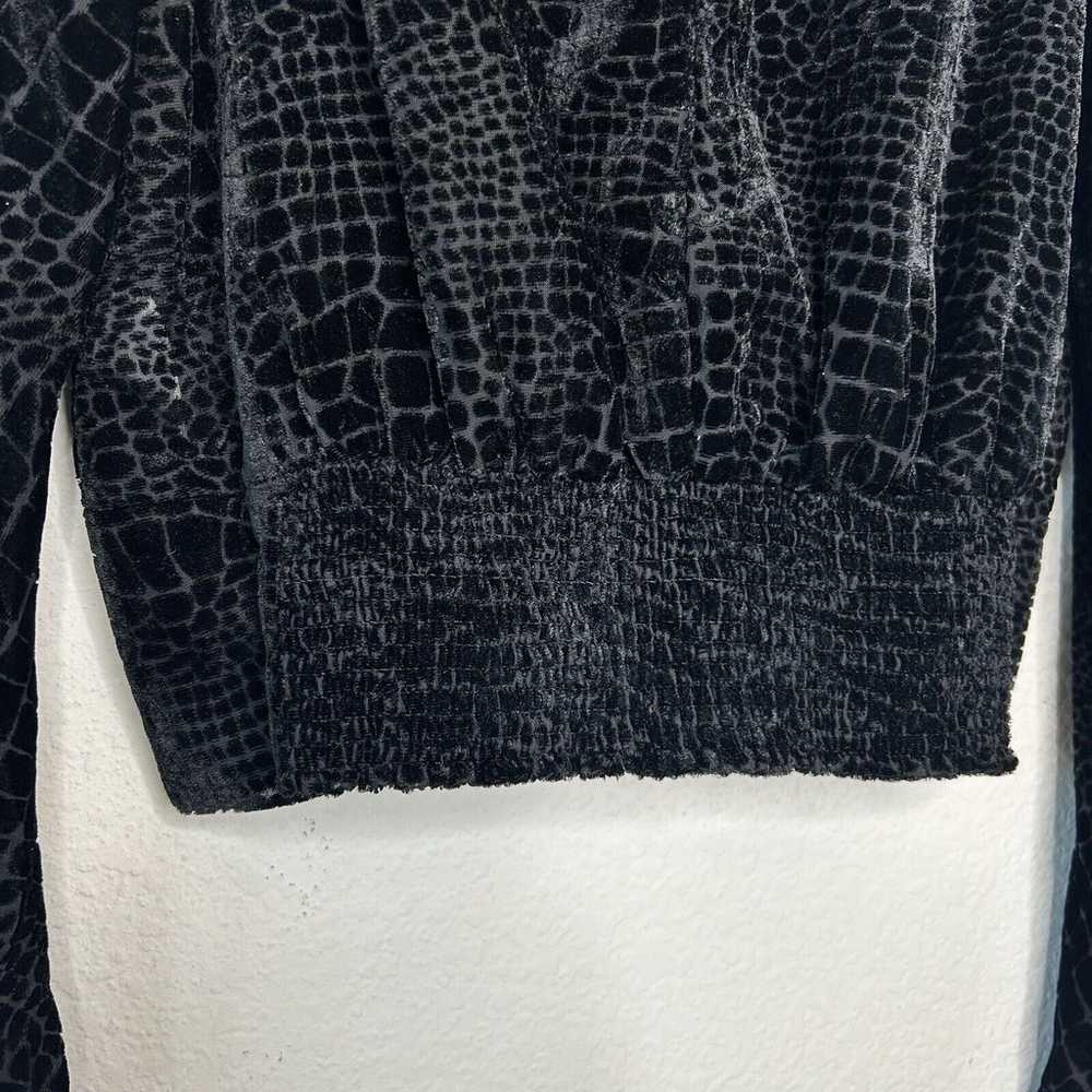 Frame Puff Sleeve Velvet Burnout Reptile Pattern … - image 8