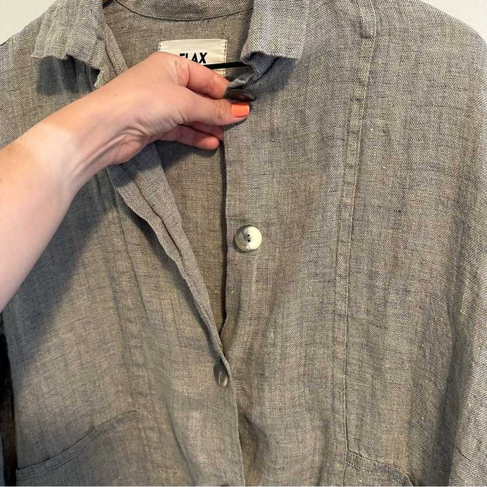 Flax Gray Linen Button Front Top Chore Jacket Sma… - image 11