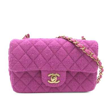 Pink Chanel Mini Classic Rectangular Tweed Flap Ba