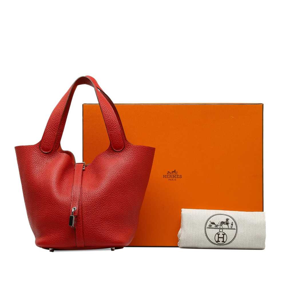 Red Hermès Clemence Picotin Lock 22 Handbag - image 11