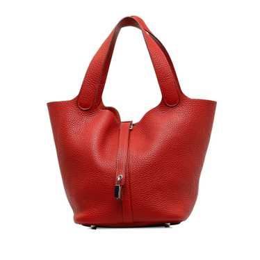 Red Hermès Clemence Picotin Lock 22 Handbag - image 1