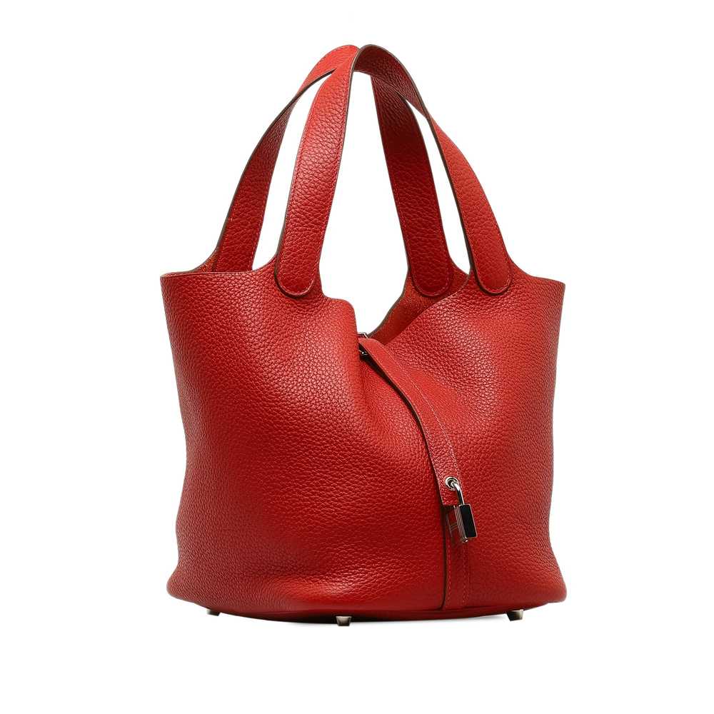 Red Hermès Clemence Picotin Lock 22 Handbag - image 2