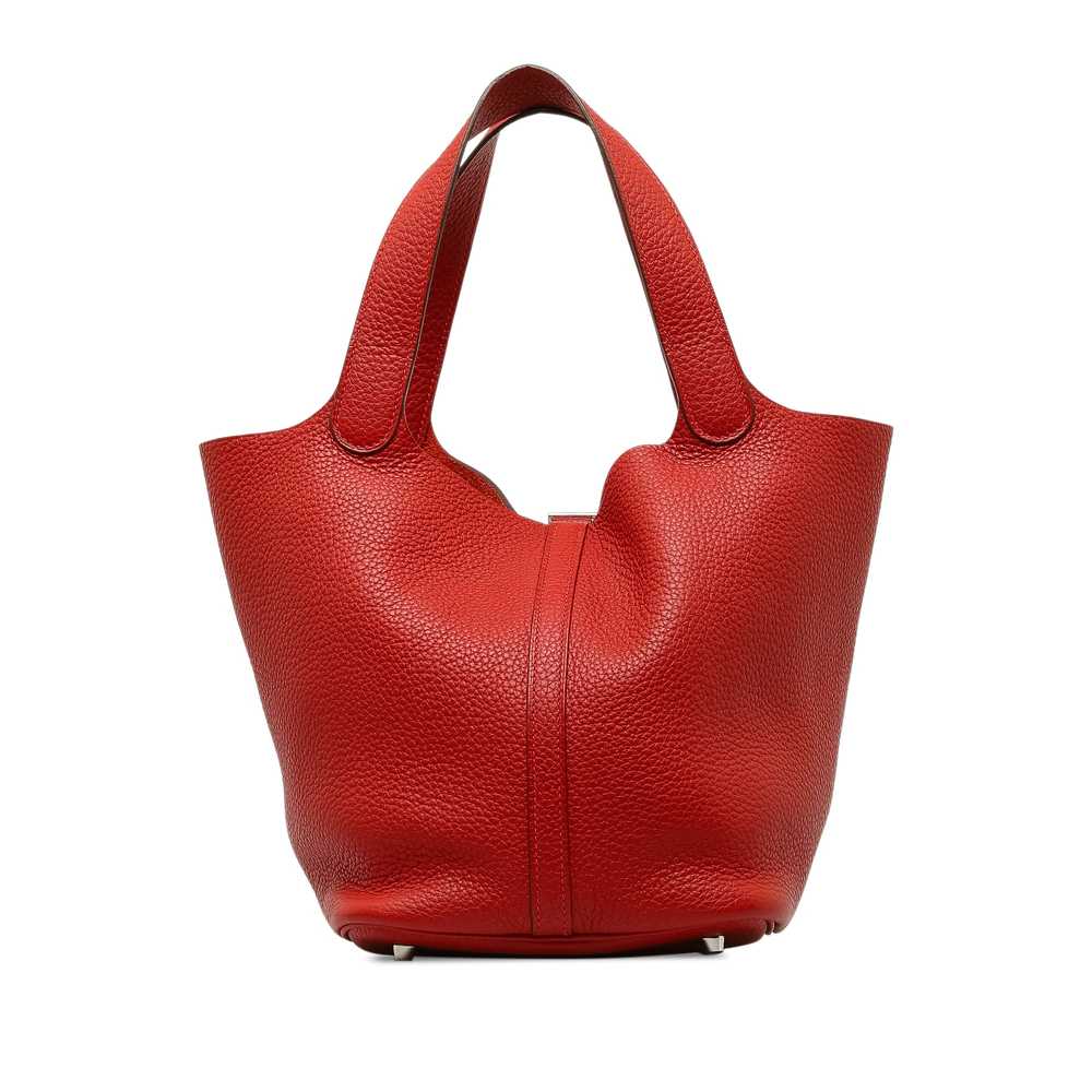 Red Hermès Clemence Picotin Lock 22 Handbag - image 3