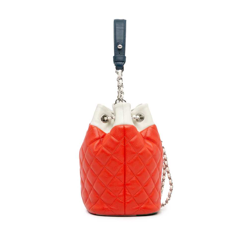 Red Chanel Quilted Lambskin Cuba Drawstring Bucket - image 3