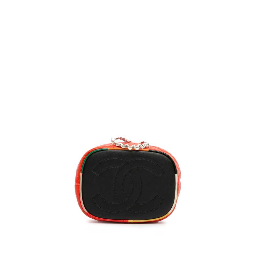 Red Chanel Quilted Lambskin Cuba Drawstring Bucket - image 5