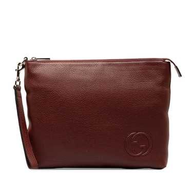 Red Gucci Soho Leather Clutch