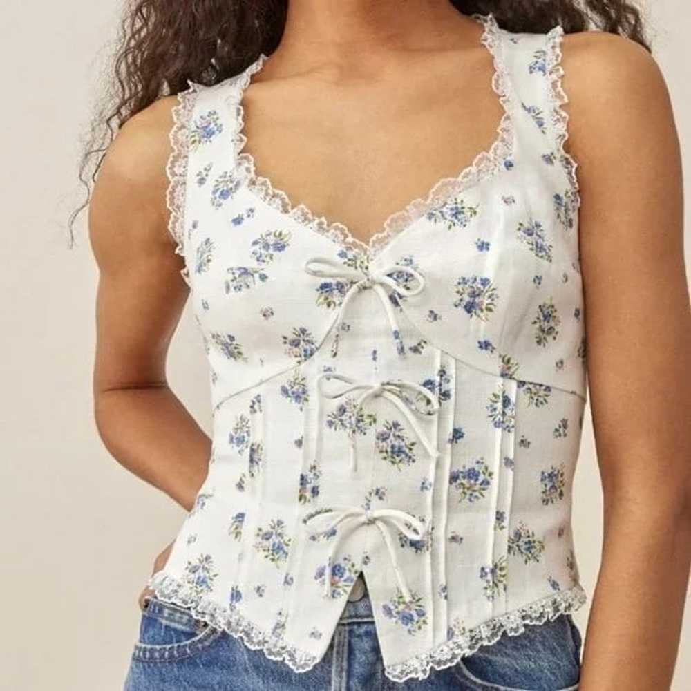 Reformation Brenda Linen Top size 4 - image 2