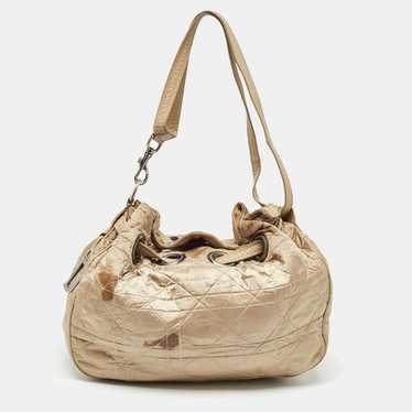 DIOR Beige Cannage Nylon and Leather Drawstring B… - image 1