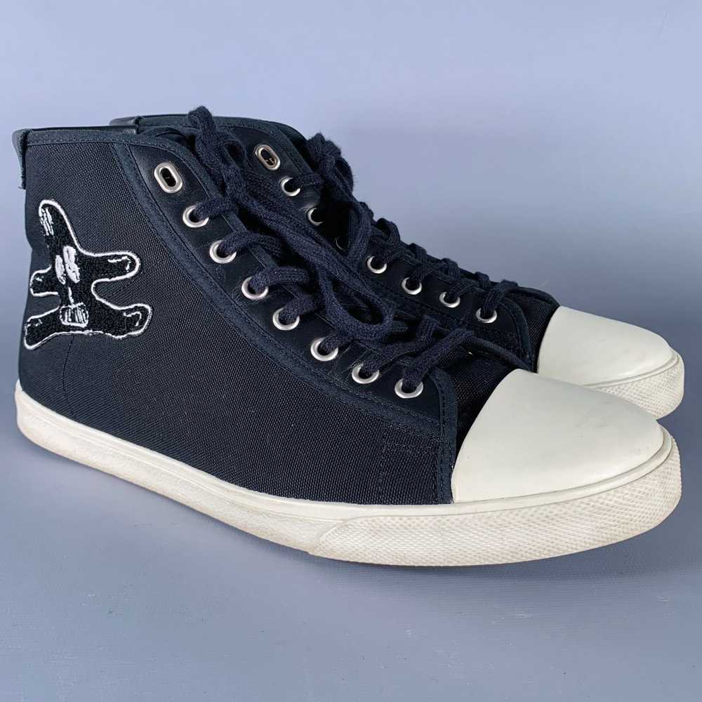 Celine Black White Applique Canvas High Top Sneak… - image 1