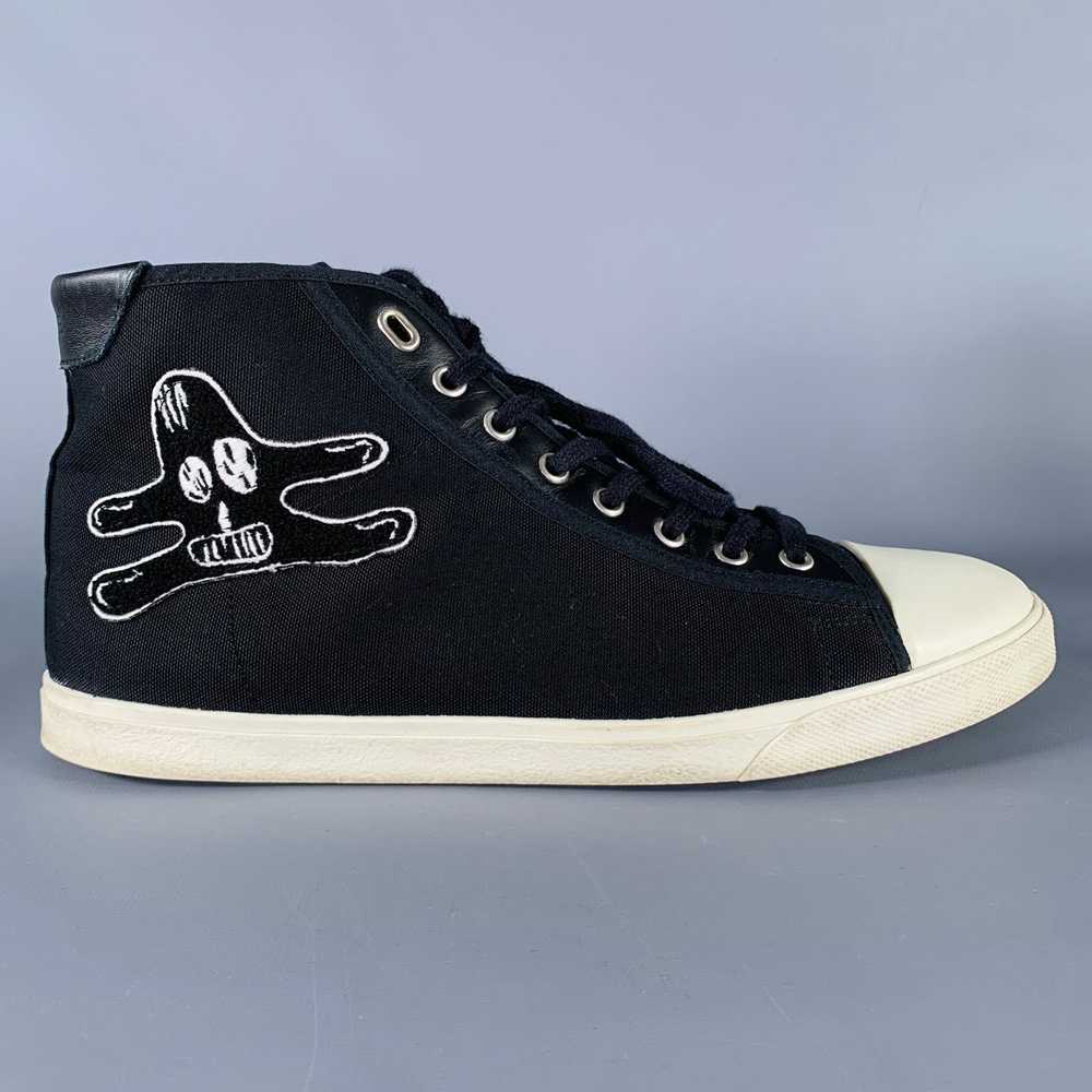 Celine Black White Applique Canvas High Top Sneak… - image 2