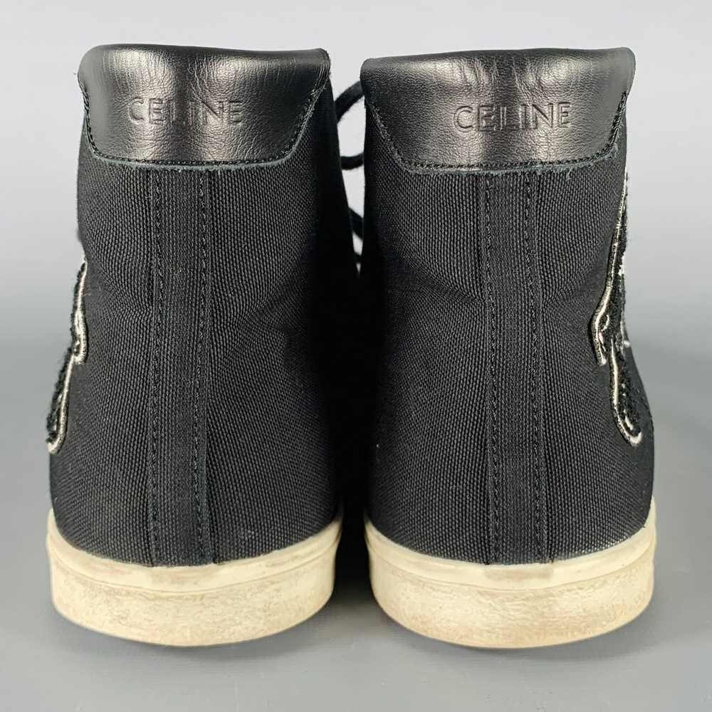 Celine Black White Applique Canvas High Top Sneak… - image 3