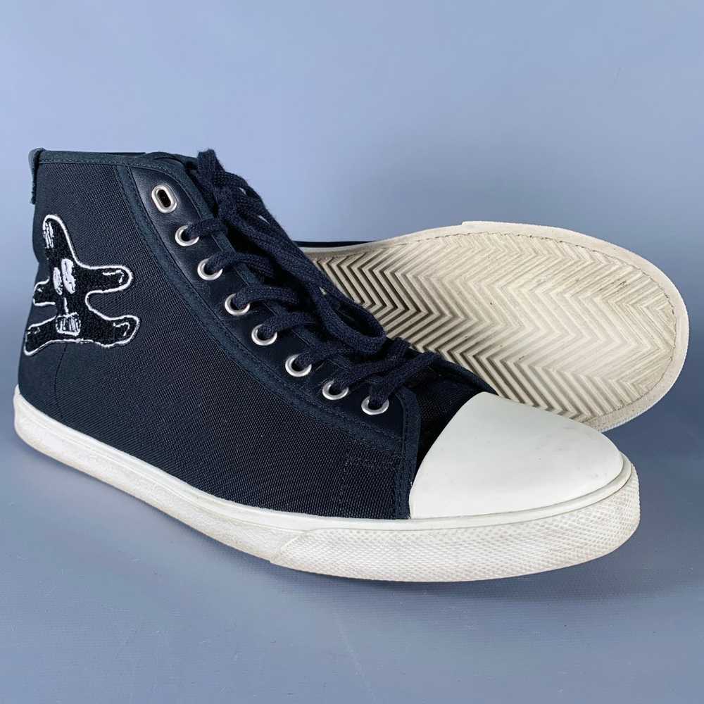 Celine Black White Applique Canvas High Top Sneak… - image 5