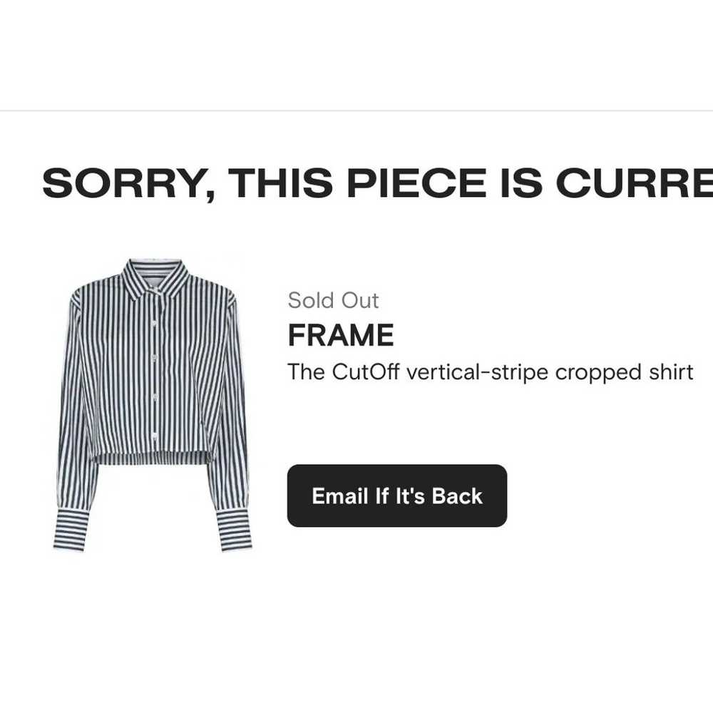 FRAME Cutoff Cropped Oversized Shirt Vertical Str… - image 2