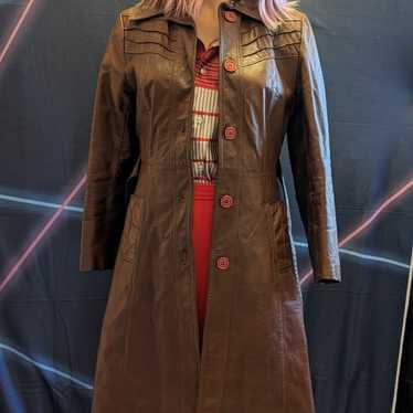 Brown leather vintage coat - image 1