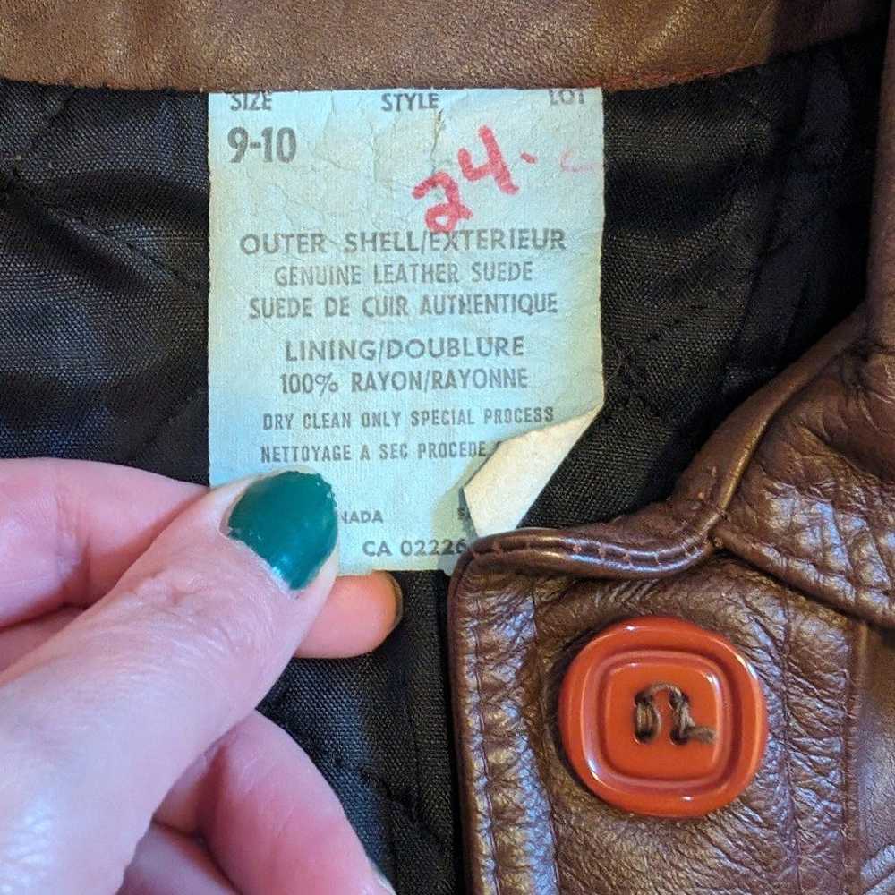 Brown leather vintage coat - image 6