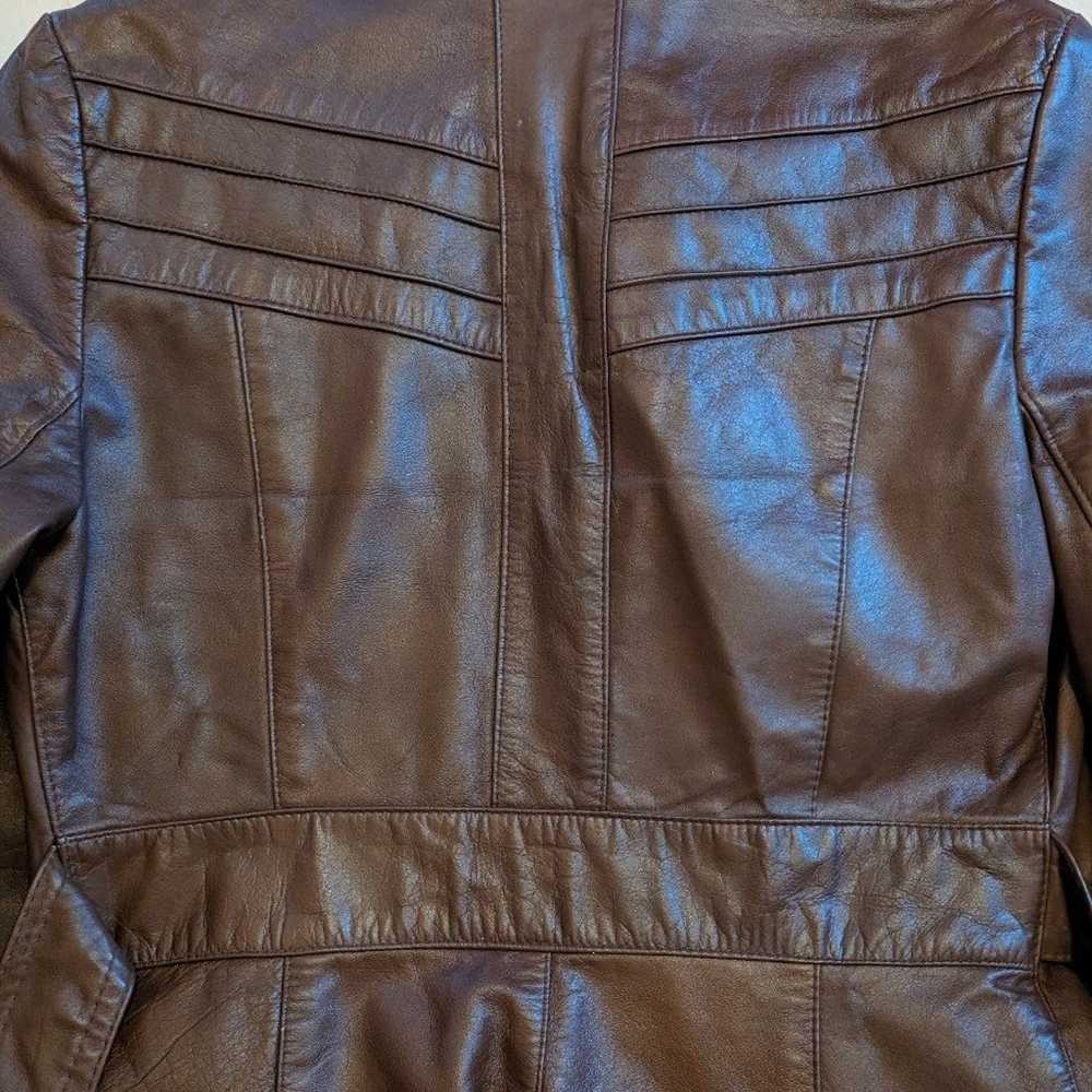 Brown leather vintage coat - image 7