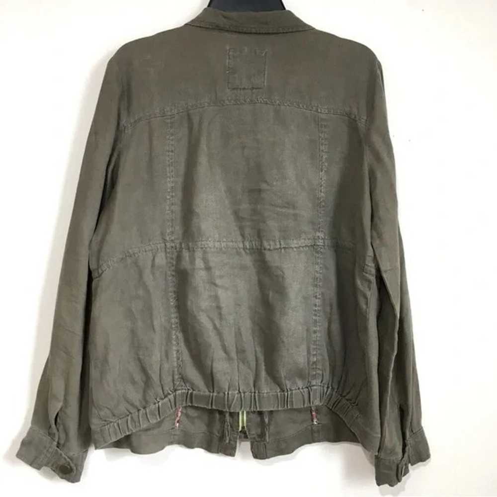 Free People 100% Linen Olive Green Pockets zip up… - image 2