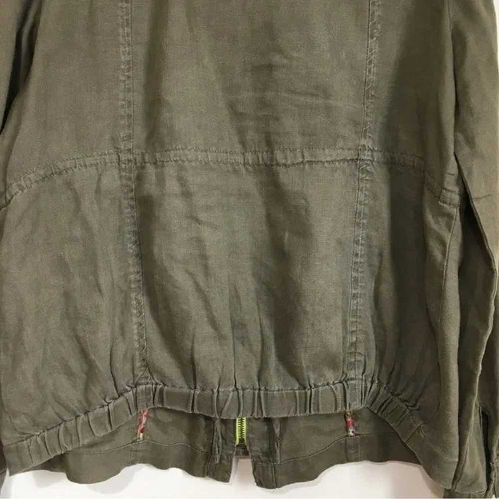 Free People 100% Linen Olive Green Pockets zip up… - image 7