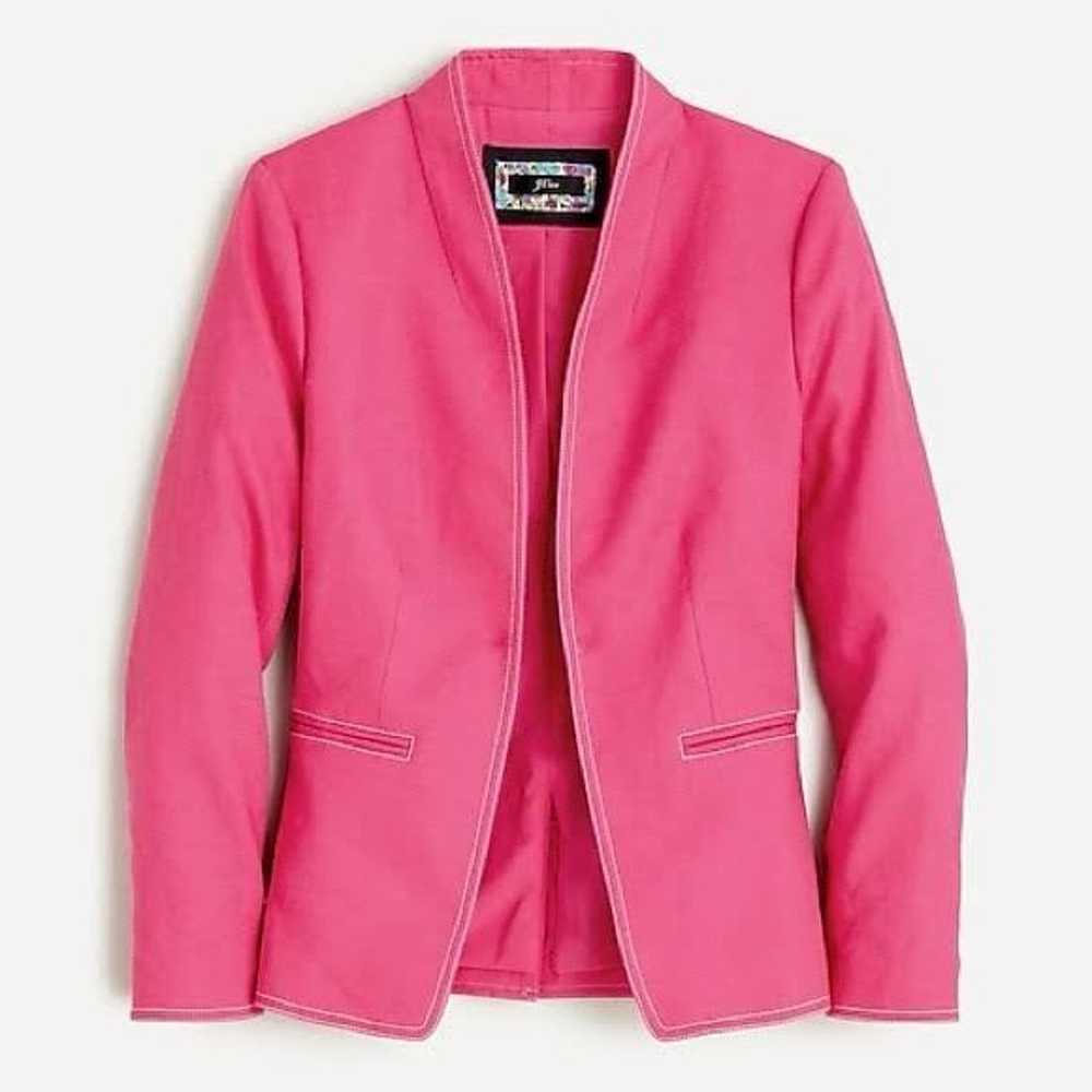 J.Crew Going Out Pink Open Linen Blazer - image 2