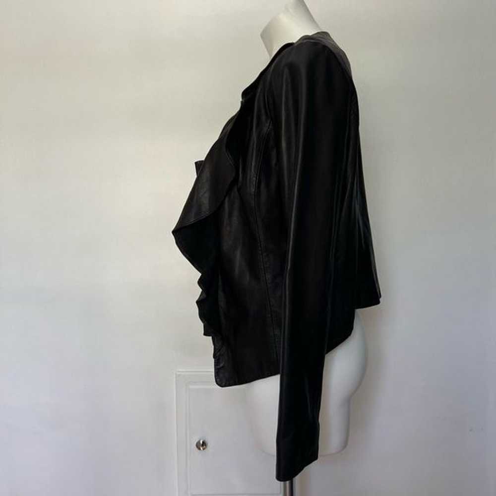 Kenneth Cole 100% Leather Ruffle Moto Jacket - image 2