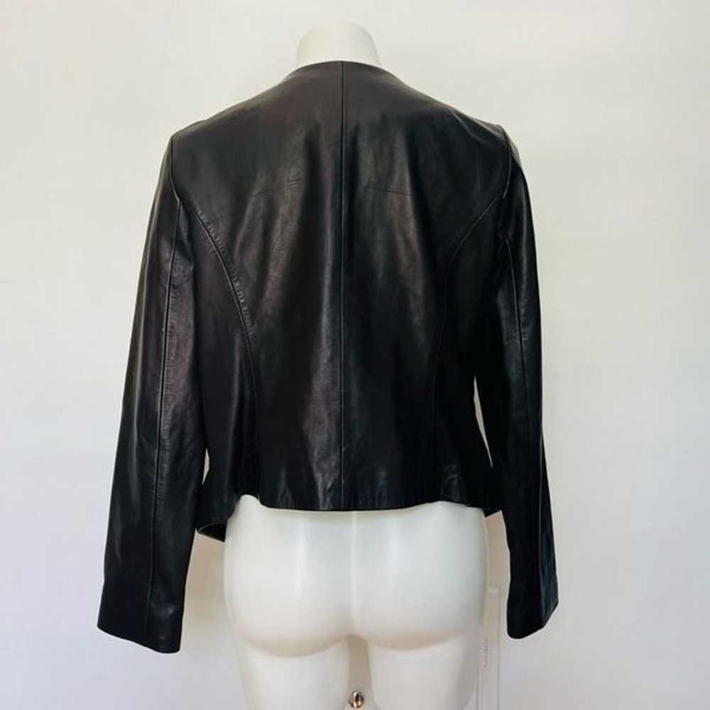 Kenneth Cole 100% Leather Ruffle Moto Jacket - image 3