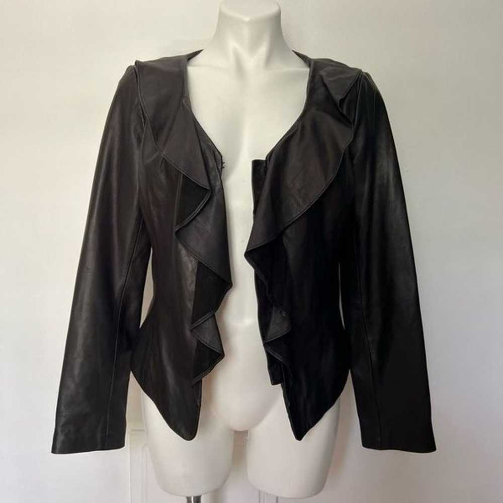 Kenneth Cole 100% Leather Ruffle Moto Jacket - image 6