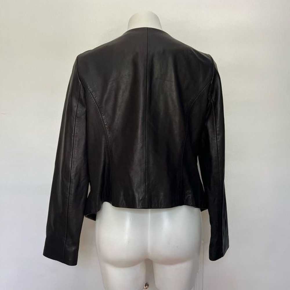 Kenneth Cole 100% Leather Ruffle Moto Jacket - image 9