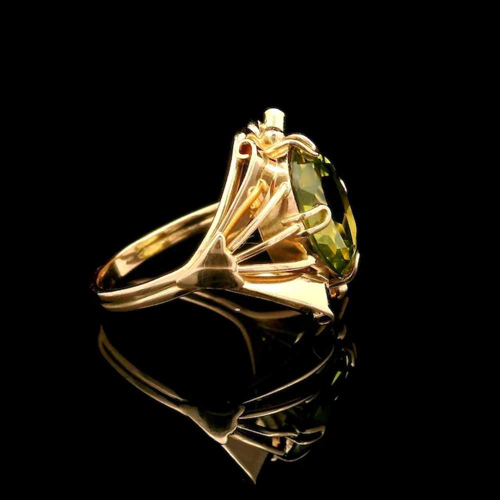 Vintage Retro 14k Rosy Yellow Gold Green Stone Op… - image 10