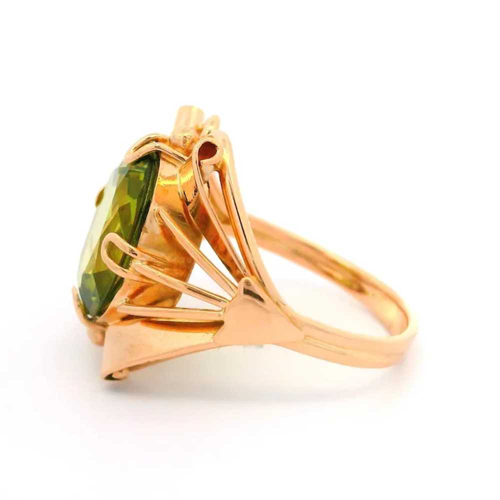 Vintage Retro 14k Rosy Yellow Gold Green Stone Op… - image 3