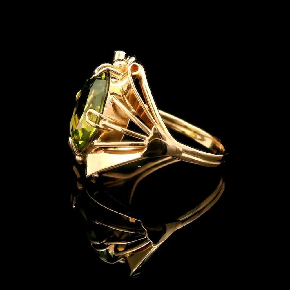 Vintage Retro 14k Rosy Yellow Gold Green Stone Op… - image 4