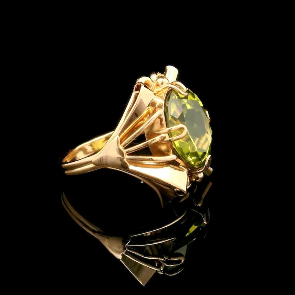 Vintage Retro 14k Rosy Yellow Gold Green Stone Op… - image 6