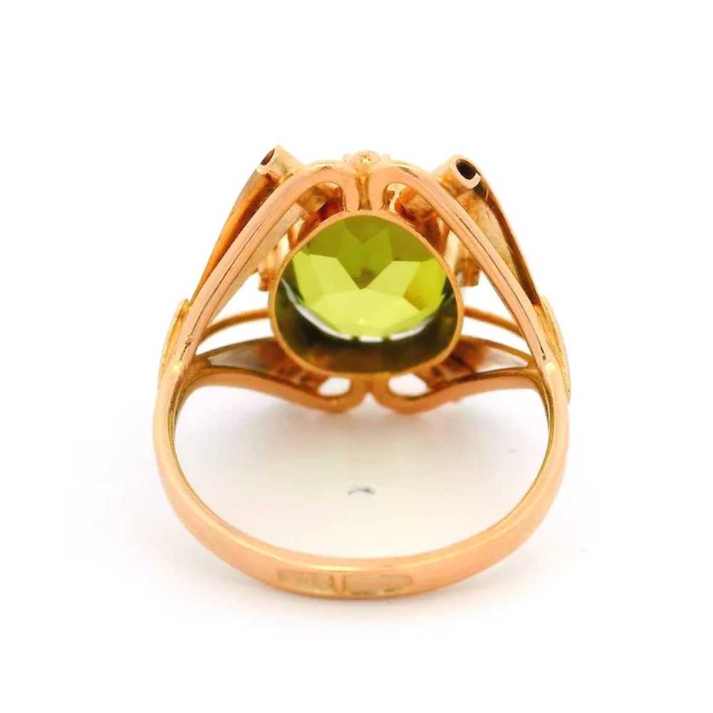 Vintage Retro 14k Rosy Yellow Gold Green Stone Op… - image 7